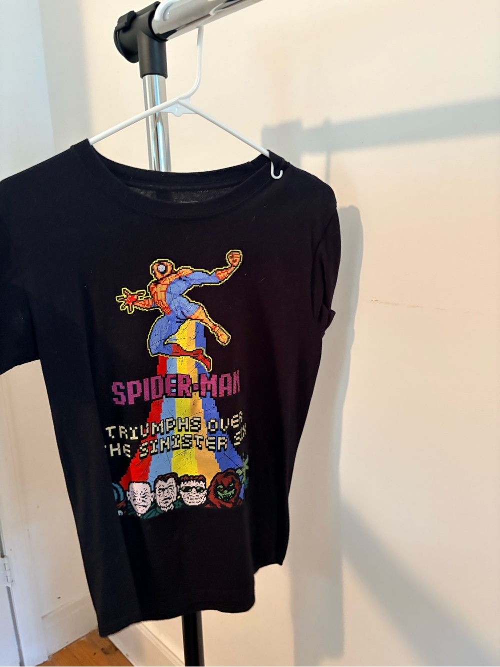 Primark Black Spider-Man Retro Pixel Graphic Tee